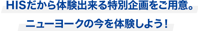 HISだから体験出来る特別企画をご用意。ニューヨークの今を体験しよう！