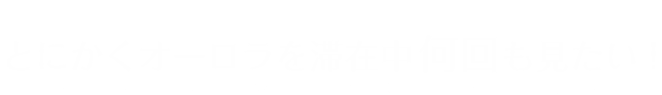 とにかくオーロラを滞在中何回も見たい!