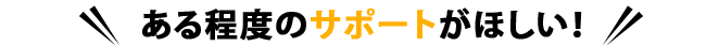 ある程度のサポートがほしい！