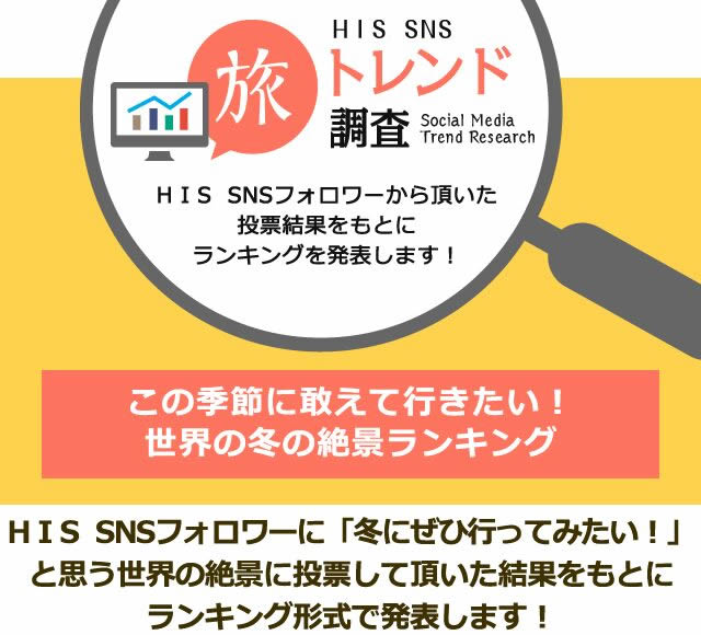 His Sns旅トレンド調査 この季節に敢えて行きたい 世界の冬の絶景ランキング His Sns旅トレンド調査 この季節に敢えて行きたい 世界の冬の絶景ランキング
